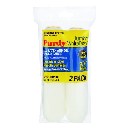 Purdy Purdy White Dove Woven Fabric 6.5 in. W X 3/8 in. Jumbo Mini Paint Roller Cover 2 pk 14G626012